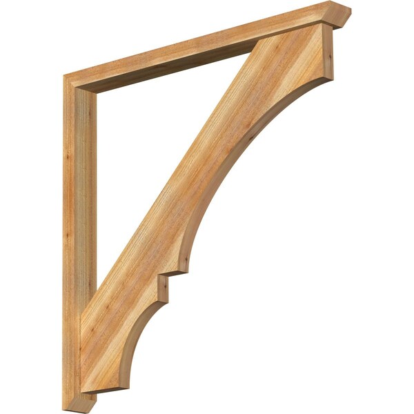 Ekena Millwork Balboa Slat Rough Sawn Bracket w/ Offset Brace, Western Red Cedar, 4"W x 42"D x 42"H BKT0402X42X42BOA06RWR - main